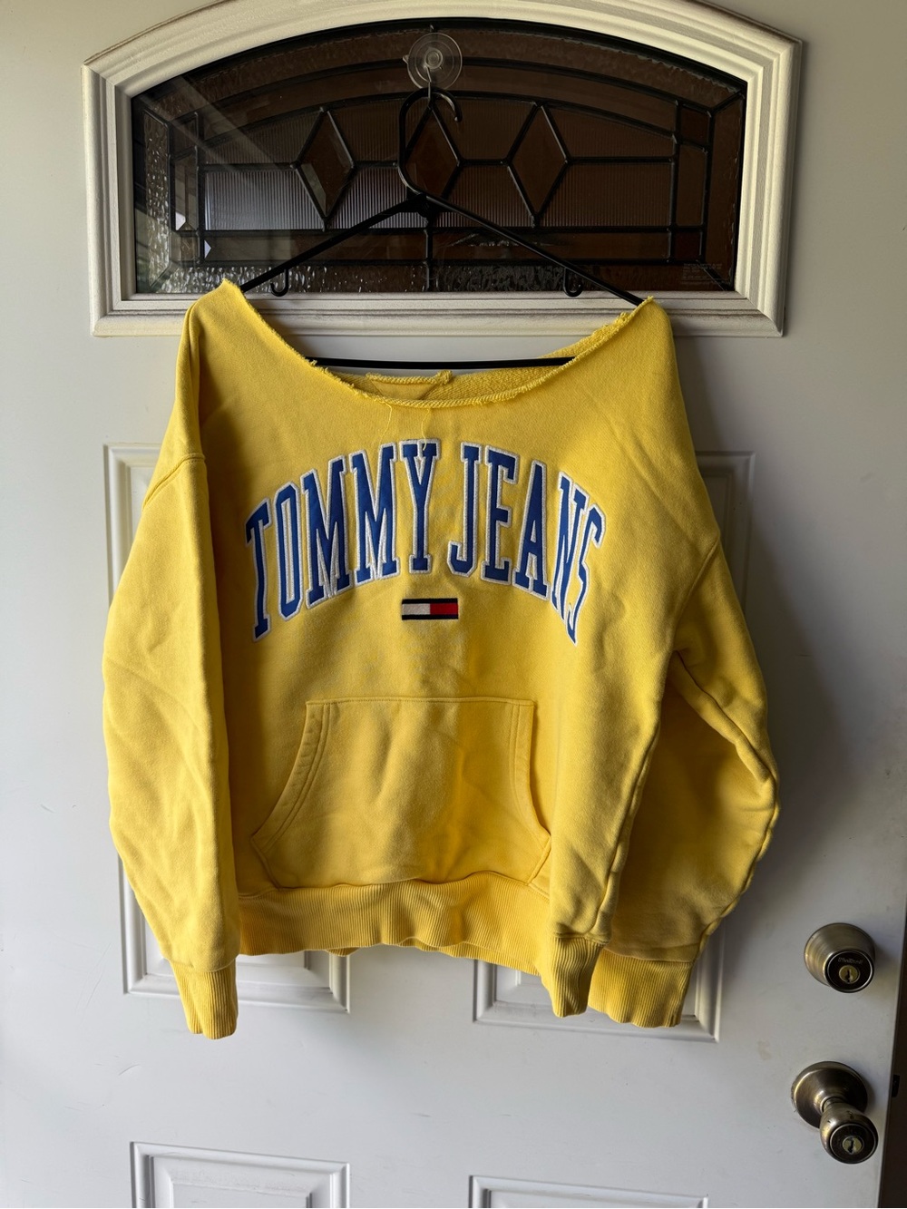 Tommy Hilfiger Yellow Off-Shoulder Logo Sweatshirt
